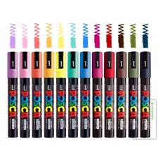 NEW UNI Posca Medium 12colors PC-5M Mitsubishi Pencil Water-based Pen Round Lead