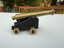 Vintage MF Co. Ship Cannon Caisson Cast Iron & Brass Model Display Miniature 5"