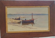 TABLEAU sur TOILE de LOUIS HAAS  ; peinture MARINE ; début du xx° siècle