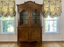 Antique French Provincial Walnut Buffet a-Deux-Corps Cabinet