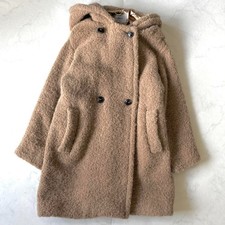 Max Mara Recent Model Fluffy Alpaca Blend Brown Hooded Teddy Coat US 2 (JP 38)