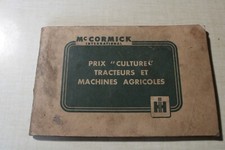TARIF CULTURE LISTE DE PRIX Mc CORMICK tracteur machines agricoles 1956