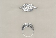 Gouaché Joaillerie 1930 Boucheron Projet Bague 2 Diamant Art Déco Jewelry sketch