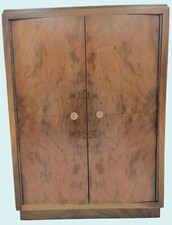 Minature Wooden Armoire Doll Barbie Clothes 3 Shelves Hanging Bar 17.5 Tall Vtg