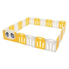 Parc bébé modulable design panda avec barrière sécurité blanc-jaune 240x240 cm