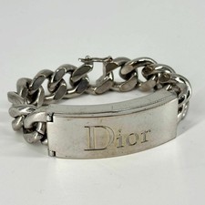 Christian Dior Chain Bracelet Silver Gourmette Logo Lip Gloss Duo Unisex Jewelry