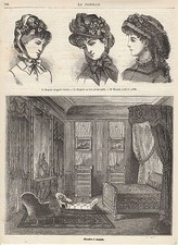 Antique Fashion Engraving Bedroom Hats Magazine