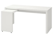 Ikea Malm Office Desk with Pull out Panel - White