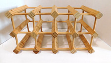 Wine Rack Natural Wood Finish Holds Up To 12 Bottles 18 x 10 x 9 Inches