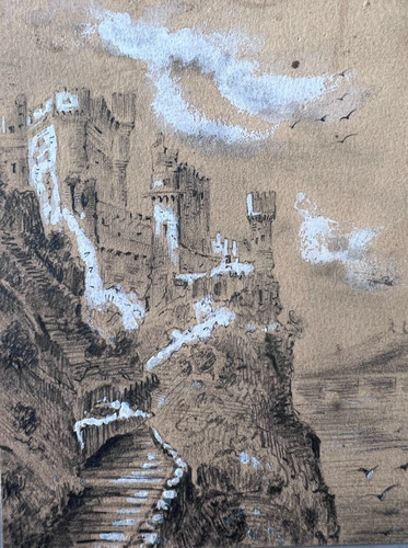 Dessin ancien paysage - , de