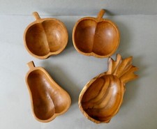 4 coupelles en teck massif, en