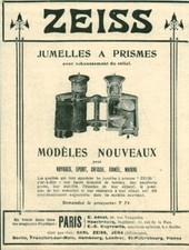 Vintage Zeiss Prism Binoculars 1908 Magazine Issue Advertising