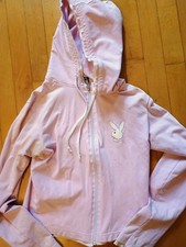Women PLAYBOY Hoodie/Jacket sz M Pink Zipper Cotton. Excellent Condition