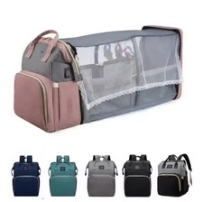 Sac à dos maman 3-en-1 lit bébé pliant imperméable avec port USB 🎒👶