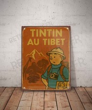 Plaque métal vintage Tintin au tibet  Panneau Décoration Déco Affiche Bd livre