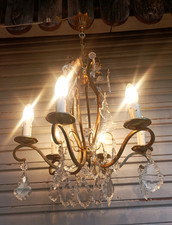 Imposant lustre cage en laiton