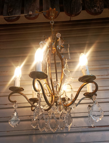 Imposant lustre cage laiton - lustre, en