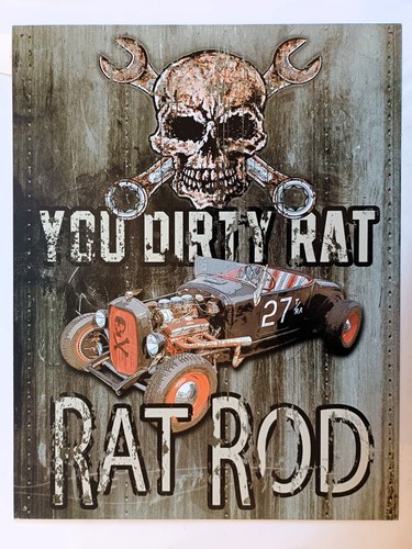 Plaque métal rat rod - hot,