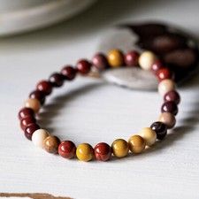 Bracelet JASPE MOKAÏTE Perles boule 6mm Pierre naturelle Lithothérapie Minéraux