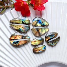 5Pairs 151Ct Natural Labradorite Cabochon Gemstone Pair Lot 35x12 24x10mm #15837