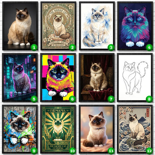 Poster affiche chat - affiche, sacre
