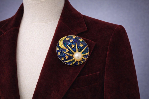 Broche ronde ciel - , étoilé
