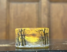 Daum Nancy - Miniature vase with landscape decor under the snow. Art Nouveau Era