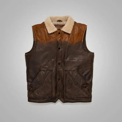 Men shearling leather vest - men’s,