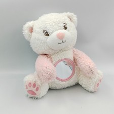 Doudou peluche chat blanc rose