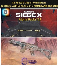 Rainbow 6 Siege Twitch Drops 22 ITEMS: ALPHA PACK x21 + MEMBRANE BOOSTER
