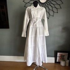 White Elegance Temple Dress Wedding Modest Church Maxi  Bottom back  Medium PLG
