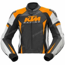 KTM Hommes Veste en Cuir de Moto Veste Motard en Cuir Veste en Cuir de Motard 58