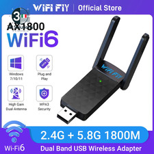 6 USB 1800Mbps Dual Band 5G/2.4G WiFi Adapter with PC Antenna