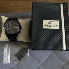 Casio Edifice Black Chronograph Watch Stainless Steel Band Japan Model