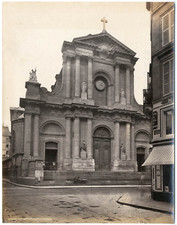 France, Paris, église Saint-Roch, vue sur le portail   vintage albumen print