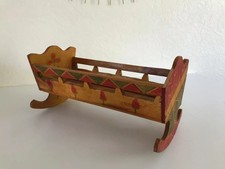 7 ⚜️ Antique Vintage Wooden Doll Rocking Bed Small Crib