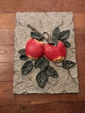Apple Wall Plaque Red Apple on Gray Background Decor 10.5x8”