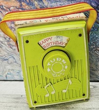 Vintage Fisher Price Green Pocket Radio Happy Birthday Music Play Toy - Working!