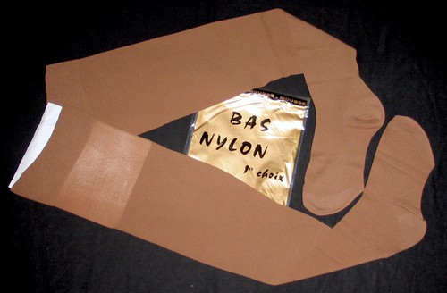 Bas opaque vintage marron - bas,