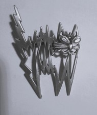 Broche chat métal argenté 