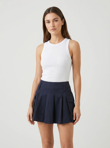 Jupe mini plissée - , marine