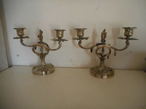 Paire bougeoirs louis - bougeoirs,