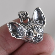 Sphynx Cat Pendant, S925 Sterling Silver, Gothic Biker Charm, Unique Feline Gift