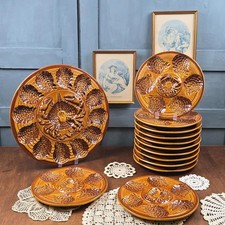 Vintage Atelier du Revernay France Oyster Set - 12 Plates + Dish