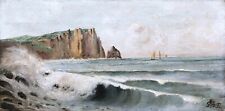 English Marine Painting Sea Rocky Coast English Painter Oil Canvas Rowney