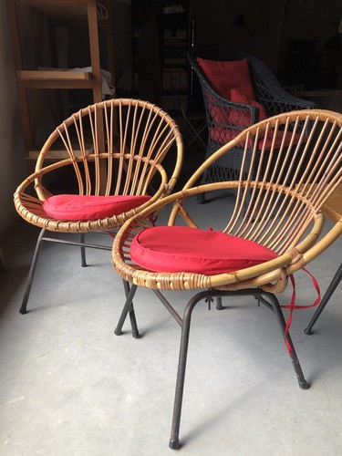 Fauteuil rotin vintage - fauteuil,