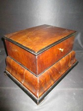old small curved box with secret drawer bronze and walnut veneer 19th century
