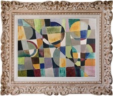 OLD CUBIST COMPOSITION PAINTING CIRCA 1950 SIGNED HERMAN