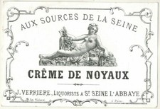 XXth-Etiquette Crème de kernaux-Sources de la Seine-J.Verriere.St.Seine.l'abbaye