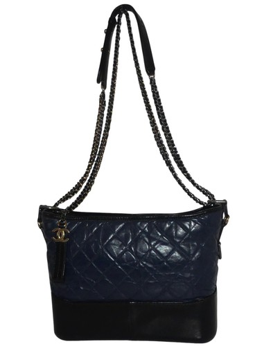 Chanel sac gabrielle cuir bleu - gabrielle,